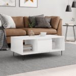 Sofabord 90x50x36,5 cm konstrueret træ hvid højglans - Kategori: 4 Sofabord 90x50x36,5 cm konstrueret træ hvid højglans