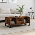 Sofabord 90x50x36,5 cm konstrueret træ røget egetræsfarve - Kategori: 4 Sofabord 90x50x36,5 cm konstrueret træ røget egetræsfarve