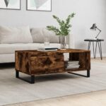 Sofabord 90x50x36,5 cm konstrueret træ røget egetræsfarve - Kategori: 4 Sofabord 90x50x36,5 cm konstrueret træ røget egetræsfarve