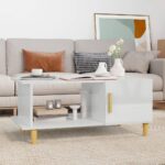 Sofabord 90x50x40 cm konstrueret træ hvid højglans - Kategori: 4 Sofabord 90x50x40 cm konstrueret træ hvid højglans