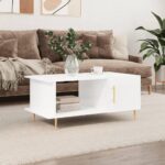 Sofabord 90x50x40 cm konstrueret træ hvid højglans - Kategori: 4 Sofabord 90x50x40 cm konstrueret træ hvid højglans