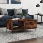Sofabord 90x50x40 cm konstrueret træ røget egetræsfarve - Kategori: 4 Sofabord 90x50x40 cm konstrueret træ røget egetræsfarve