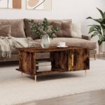 Sofabord 90x50x40 cm konstrueret træ røget egetræsfarve - Kategori: 4 Sofabord 90x50x40 cm konstrueret træ røget egetræsfarve
