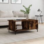 Sofabord 90x50x40 cm konstrueret træ røget egetræsfarve - Kategori: 4 Sofabord 90x50x40 cm konstrueret træ røget egetræsfarve
