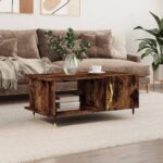 Sofabord 90x50x40 cm konstrueret træ røget egetræsfarve - Kategori: 4 Sofabord 90x50x40 cm konstrueret træ røget egetræsfarve