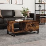 Sofabord 90x50x40 cm konstrueret træ røget egetræsfarve - Kategori: 4 Sofabord 90x50x40 cm konstrueret træ røget egetræsfarve