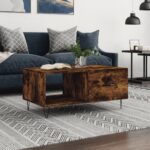 Sofabord 90x50x40 cm konstrueret træ røget egetræsfarve
