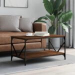 Sofabord 90x50x45 cm konstrueret træ brun egetræsfarve
