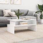 Sofabord 90x55x42,5 cm konstrueret træ hvid højglans - Kategori: 4 Sofabord 90x55x42,5 cm konstrueret træ hvid højglans