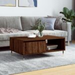 Sofabord 90x60x35 cm konstrueret træ brun egetræsfarve