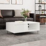 Sofabord 90x60x35 cm konstrueret træ hvid højglans - Kategori: 4 Sofabord 90x60x35 cm konstrueret træ hvid højglans