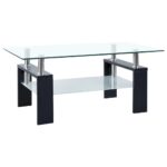Sofabord 95x55x40 cm hærdet glas sort og transparent - Kategori: 4 Sofabord 95x55x40 cm hærdet glas sort og transparent