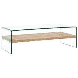 Sofabord 98 x 45 x 31 cm hærdet glas transparent