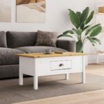 Sofabord BODO 100x55x45 cm massivt fyrretræ hvid og brun - Kategori: 4 Sofabord BODO 100x55x45 cm massivt fyrretræ hvid og brun
