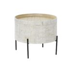 Sofabord Hvid Brun Gylden Metal Træ MDF 45 x 45 x 39 cm