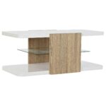 Sofabord Hvid Brun Krystal Træ MDF 110 x 60 x 45 cm - Kategori: 4 Sofabord Hvid Brun Krystal Træ MDF 110 x 60 x 45 cm