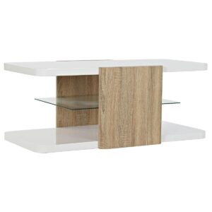 Sofabord Hvid Brun Krystal Træ MDF 110 x 60 x 45 cm