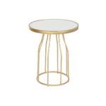 Sofabord Hvid Gylden Metal Bræt 49 x 49 x 60,5 cm - Kategori: 4 Sofabord Hvid Gylden Metal Bræt 49 x 49 x 60,5 cm