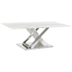 Sofabord Hvid Sølvfarvet Krystal Stål 120 x 60 x 42 cm - Kategori: 4 Sofabord Hvid Sølvfarvet Krystal Stål 120 x 60 x 42 cm