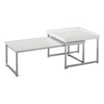 Sofabord Hvid Sølvfarvet Stål Træ MDF 110 x 48 x 45 cm - Kategori: 4 Sofabord Hvid Sølvfarvet Stål Træ MDF 110 x 48 x 45 cm
