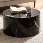 Sofabord MONOBLOC i sort højglans med marmorlook – rundt - Kategori: 4 Sofabord MONOBLOC i sort højglans med marmorlook - rundt