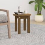 Sofabord Ø 35x35 cm massivt fyrretræ gyldenbrun