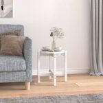 Sofabord Ø 42,5×45 cm massivt fyrretræ hvid - Kategori: 4 Sofabord Ø 42,5x45 cm massivt fyrretræ hvid