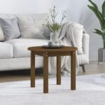 Sofabord Ø 55×45 cm massivt fyrretræ gyldenbrun - Kategori: 4 Sofabord Ø 55x45 cm massivt fyrretræ gyldenbrun