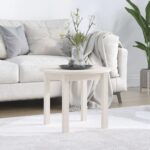 Sofabord Ø 55×45 cm massivt fyrretræ hvid - Kategori: 4 Sofabord Ø 55x45 cm massivt fyrretræ hvid