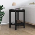 Sofabord Ø 55×60 cm massivt fyrretræ sort - Kategori: 4 Sofabord Ø 55x60 cm massivt fyrretræ sort