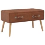 Sofabord brun 80 x 40 x 46 cm kunstlæder - Kategori: 4 Sofabord brun 80 x 40 x 46 cm kunstlæder