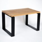 Sofabord i egetræ med sorte stålben 80x55x50 cm - Kategori: 4 Sofabord i egetræ med sorte stålben 80x55x50 cm