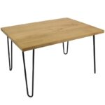 Sofabord i egetræ og metal 80x60x47 cm Flere varianter - Olieret