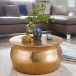 Sofabord i hamret metal, 60 x 30 x 60 cm, guldfarvet - Kategori: 4 Sofabord i hamret metal, 60 x 30 x 60 cm, guldfarvet