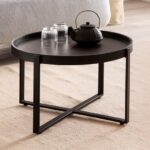 Sofabord i massivt træ, industrielt-look, 60x60x35 cm, sort - Kategori: 4 Sofabord i massivt træ, industrielt-look, 60x60x35 cm, sort