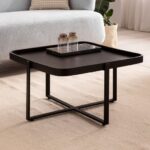 Sofabord i massivt træ, industrielt-look, 65x65x35 cm, sort - Kategori: 4 Sofabord i massivt træ, industrielt-look, 65x65x35 cm, sort
