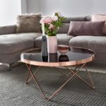 Sofabord i metal og glasplade, glam-stil, kobberfarvet og sort - Kategori: 4 Sofabord i metal og glasplade, glam-stil, kobberfarvet og sort