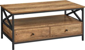 Sofabord i vintage stil, D55 x B100 x H45 cm, brun