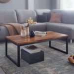 Sofabord / loungebord i massivt træ, 110x40x60 cm, industrielt look, brun - Kategori: 4 Sofabord / loungebord i massivt træ, 110x40x60 cm, industrielt look, brun
