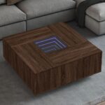 Sofabord med Infinity LED-lys 100x100x40 cm brun egetræsfarve - Kategori: 4 Sofabord med Infinity LED-lys 100x100x40 cm brun egetræsfarve