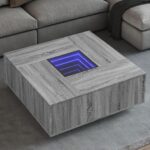 Sofabord med Infinity LED-lys 100x100x40 cm grå sonoma-eg - Kategori: 4 Sofabord med Infinity LED-lys 100x100x40 cm grå sonoma-eg