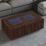 Sofabord med Infinity LED-lys 116x69x40 cm brun egetræsfarve - Kategori: 4 Sofabord med Infinity LED-lys 116x69x40 cm brun egetræsfarve