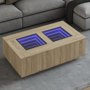 Sofabord med Infinity LED-lys 116x69x40 cm sonoma-eg