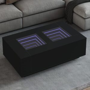 Sofabord med Infinity LED-lys 116x69x40 cm sort