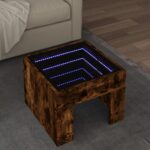 Sofabord med Infinity LED-lys 40x40x30 cm røget egetræsfarve - Kategori: 4 Sofabord med Infinity LED-lys 40x40x30 cm røget egetræsfarve