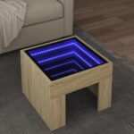 Sofabord med Infinity LED-lys 40x40x30 cm sonoma-eg