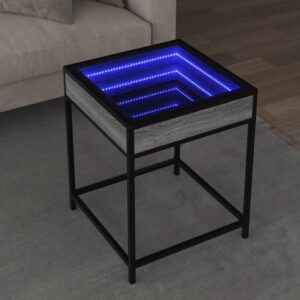 Sofabord med Infinity LED-lys 40x40x51 cm grå sonoma-eg