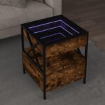 Sofabord med Infinity LED-lys 40x40x51 cm røget egetræsfarve - Kategori: 4 Sofabord med Infinity LED-lys 40x40x51 cm røget egetræsfarve
