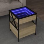 Sofabord med Infinity LED-lys 40x40x51 cm sonoma-eg