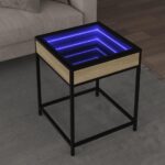 Sofabord med Infinity LED-lys 40x40x51 cm sonoma-eg